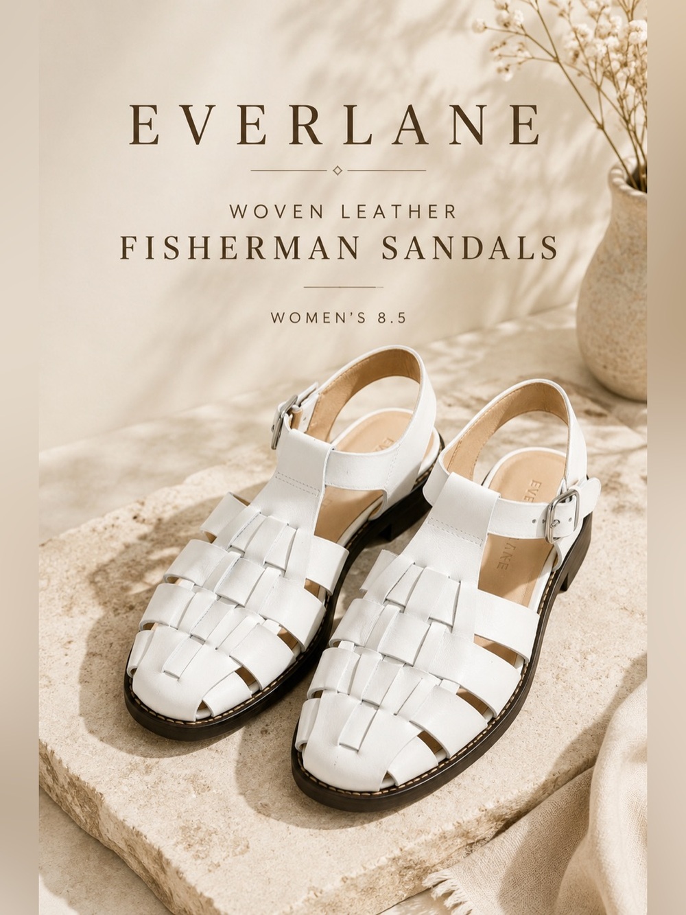 Everlane White Leather Woven Fisherman Sandals Women’s 8.5